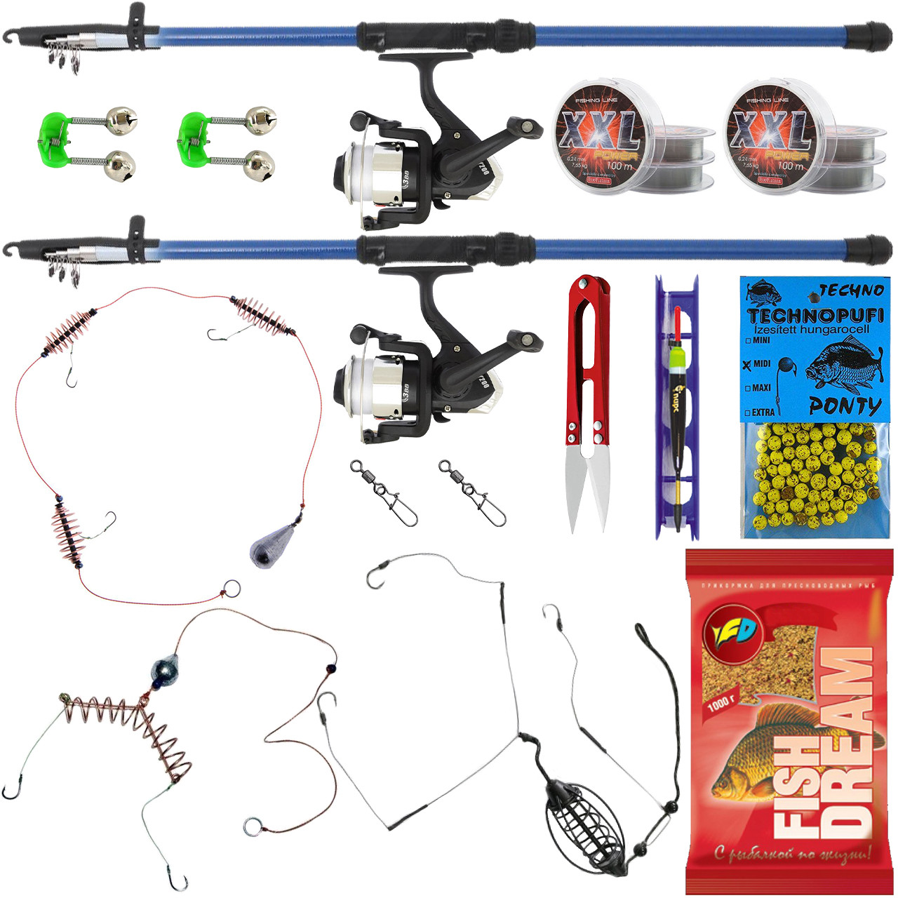 Універсальний подарунковий набір рибалці 2.4 м, готове літнє рибальське спорядження на мирну рибу, фото 1