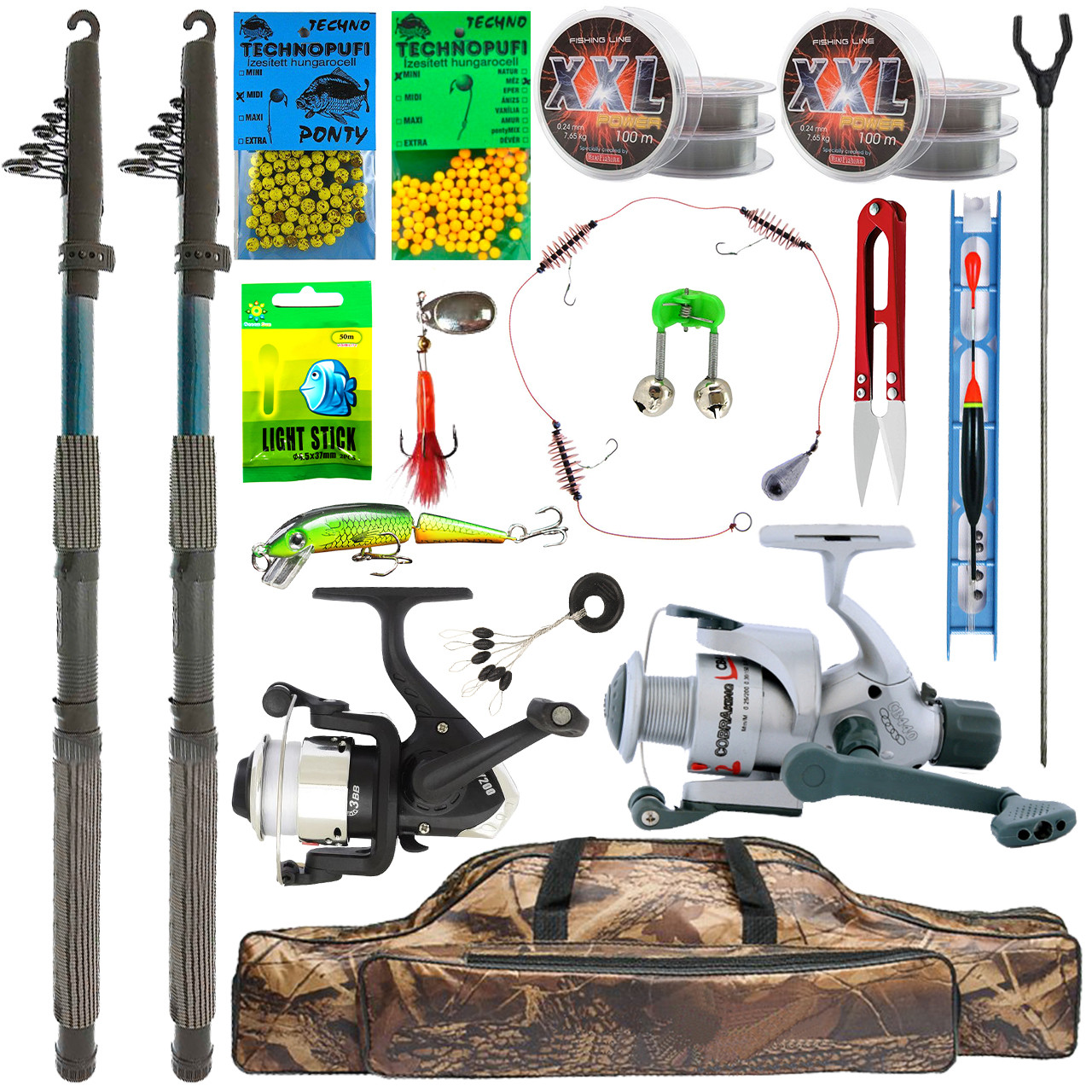 Універсальний рибальський готовий набір 2.1 м, найкращий рибальський комплект для лову карася коропа щуки на подарунок, фото 1