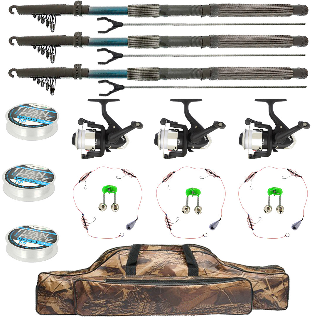 Універсальний рибальський спінінговий комплект 2.1 м для рибалки, готовий літній набір на мирну рибу в подарунок, фото 1