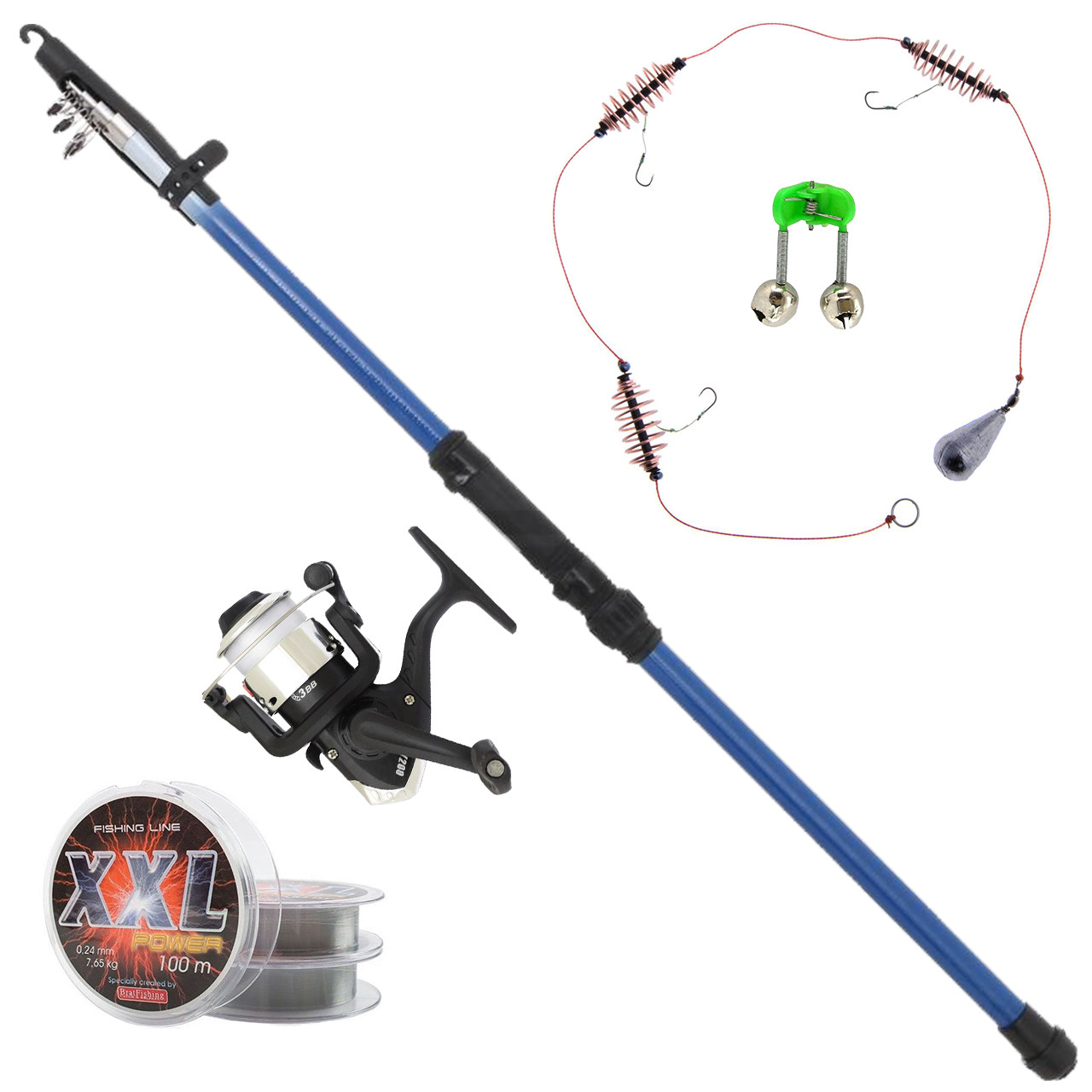 Універсальний подарунковий спінінг 2.1 м для ловлі мирної риби, бюджетний готовий набір для рибалки, фото 1