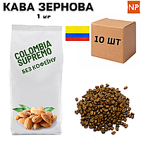 Ящик Ароматизированного Кофе в Зернах Колумбия Супремо без кофеина аромат "Миндаль" 1 кг ( в ящике 10шт)