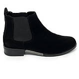 Черевики челсі чорні жіночі замшеві на байці демісезон з резинкою Zlett 9301 замш чор. розмір 36, фото 4