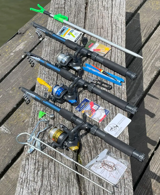 Універсальний рибальський комплект 2.7 м на 3 вудлища, рибальський обладнаний набір спорядження на мирну рибу, фото 1