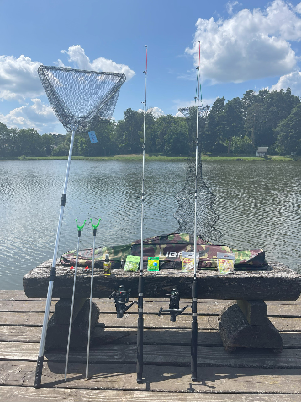 Універсальний рибальський комплект Крокодил 2.4 м, рибальське спорядження для ловлі мирної риби на літо в подарунок, фото 1