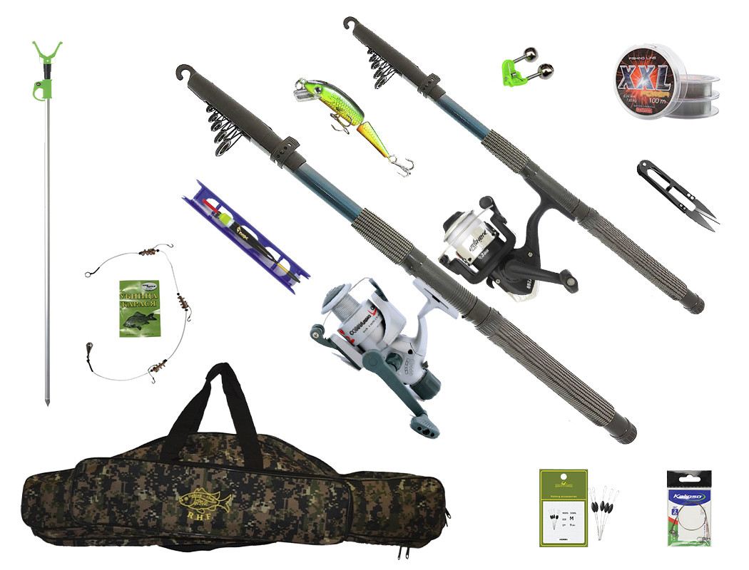 Набір Універсальний Для лову Карася Карапа та щуки в одному + все це в компактному чохлі 80 см., фото 1