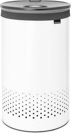 Кошик для білизни Brabantia 35 л білий із чорною кришкою, фото 1