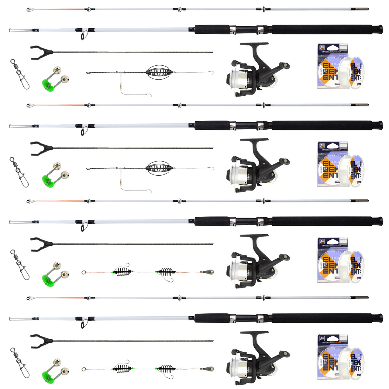 Набір Універсальний 2.7 м на Четирі комплекту вудок типу "Крокодил" готових до використання, фото 1