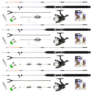 Набір Універсальний 2.7 м на Четирі комплекту вудок типу "Крокодил" готових до використання
