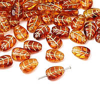 Бусины пластиковые Finding Листочки плоские Оранжевый полупрозрачный 12.5 мм x 9 мм х 5 мм