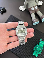 Наручные часы Casio Retro A159 - Серебряные з белым экраном