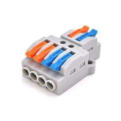 DR Клемна колодка з натискними затискачами 2х4-дроти PCT-424 для розподільних коробок, 400V/32A, сіра