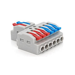 DR Паралельний розгалужувач-сплітер дротів, 6 виходів, 400 В 32 А, 0.08- 4 мм2, SPL-62, gray