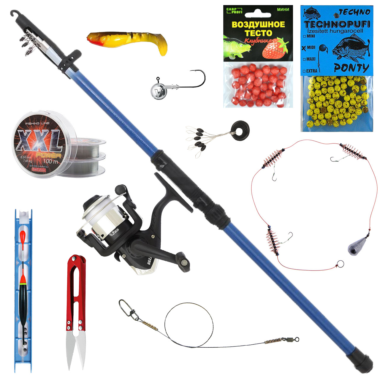 Універсальний рибальський спінінговий набір 2.1 м, рибальське спорядження для лову хижака, фото 1