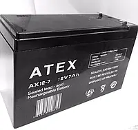 Акумулятор ATEX 12v 7Ah AX для встановлення в безперебійні блоки, пульти охоронної сигналізації, комп