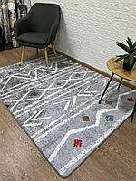 Турецький килим у спальню "Візерунки на сірому"140*190 см