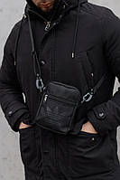 Мужская сумка через плече черная small Adidas черный логотип барсетка месседжер LOV