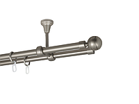 Карниз MStyle металлический для штор двухрядный Сатин Паоло труба 16/16 мм кронштейн потолочный 160 см