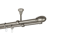 Карниз MStyle металлический для штор двухрядный Сатин Белуно труба 16/16 мм кронштейн потолочный 160 см