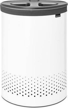 Кошик для білизни Brabantia 55 л. Selector біла з чорною кришкою, фото 1