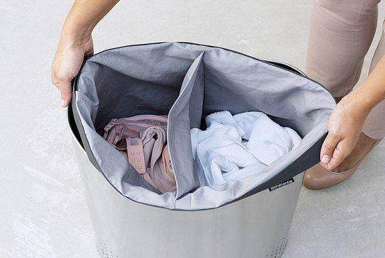 Кошик для білизни Brabantia 55 л. Selector біла з чорною кришкою, фото 3
