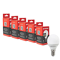 Комплект светодиодных ламп ETRON 10W G45 3000K E14 теплый свет (5 штук)