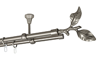 Карниз MStyle металлический для штор двухрядный Сатин Листок Розы труба 16/16 мм кронштейн потолочный 160 см