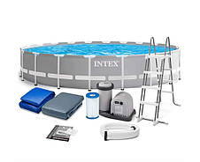 Басейн каркасний Intex 26732 розмір 549x122см, об'єм 24311л (картриджний фільтр-насос, драбина, тент, підкладка), фото 3