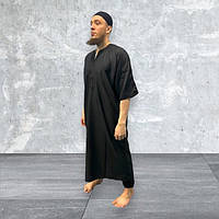 Камис мужской (арабская рубаха) Gandura Марроканский Morocco S-L-XL-XXL Чёрный
