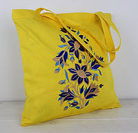Шоппер вышивка Весенние колокольчики на желтом льне,эко сумка для покупок,шопер,сумка с вышивкой,сумка вышитая