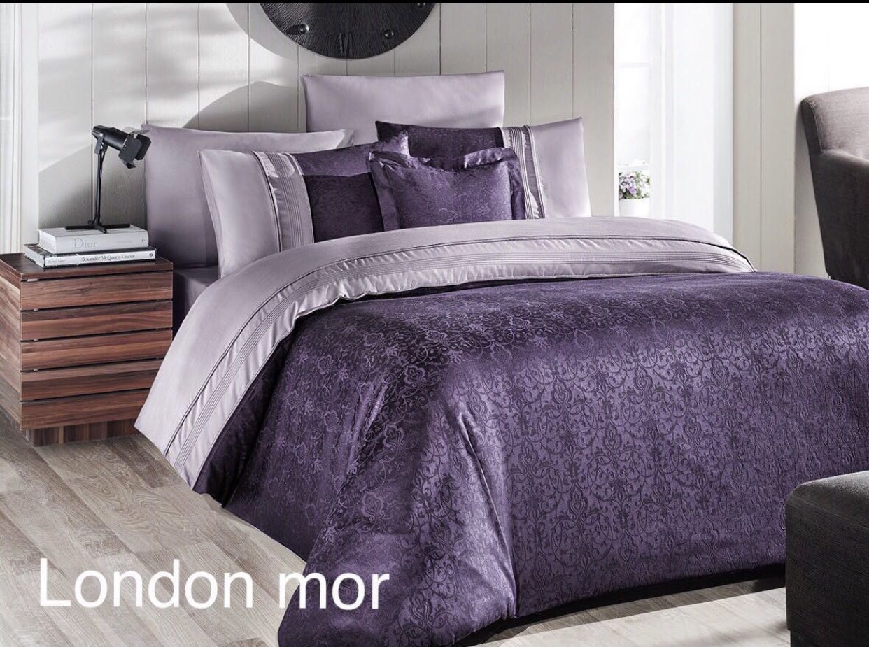 Постільна білизна Frist choice Vip London Mor сатин євро розмір, фото 1