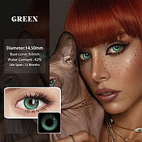 Линзы цветные контактные мягкие без диоптрий Girl Tears Green Зеленый