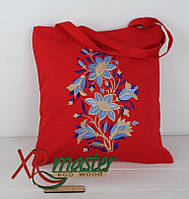 Шоппер вышивка Весение колокольчики на красном льне,эко сумка для покупок,шопер,сумка с вышивкой,сумка вышитая