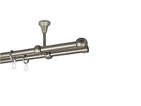 Карниз MStyle металлический для штор двухрядный Сатин Болонь труба 16/16 мм кронштейн потолочный 160 см