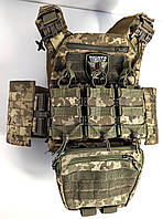 Плитоноска pixel с напашником и жёсткими подсумками, разгрузочный жилет, Плитоноска для военных
