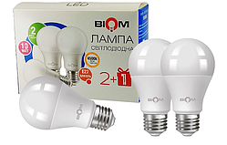 Світлодіодна лампа Biom BT-510/3 A60 10W E27 4500К матова (упаковка 3шт.)