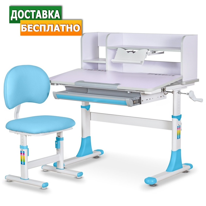 Дитяча парта растішка зі стільчиком трансформер для дому | Evo-Kids BD-21 BL