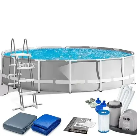Басейн каркасний Intex 26732 розмір 549x122см, об'єм 24311л (картриджний фільтр-насос, драбина, тент, підкладка), фото 1