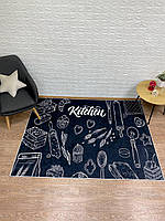 Турецький безворсовий килим для кухні "Кухня чорно-біла" 80*200 см