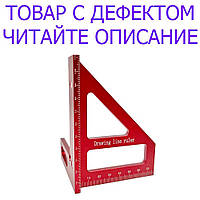 Треугольная линейка из алюминиевого сплава 45°/90° Уценка! №3321 Уцінка! для деревообробки червоний