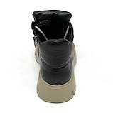 Черевики чорно-бежеві жіночі на байці демісезон на шнурівці та з блискавкою Zlett 2728Б шкіра чорна лате розмір 36, фото 6