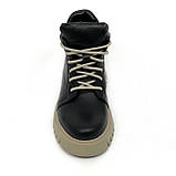 Черевики чорно-бежеві жіночі на байці демісезон на шнурівці та з блискавкою Zlett 2728Б шкіра чорна лате розмір 36, фото 3