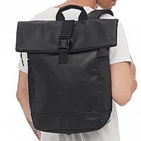 Молодежный рюкзак эко-кожа городской рюкзак Rolltop повседневный черный рюкзак ролл топ для ноутбука