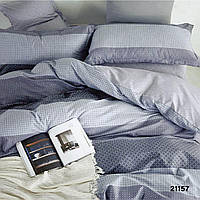 Комплект постельного белья ЕВРО Viluta 21157 100% хлопок с геометрическим рисунком тёмное