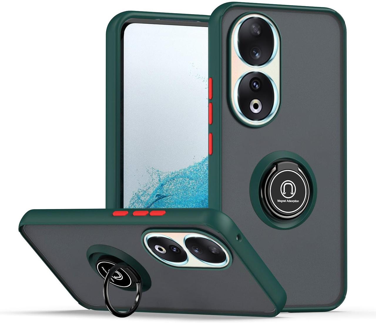 TPU чохол накладка Matte Ring Magnit для Honor 90 темно-зелений