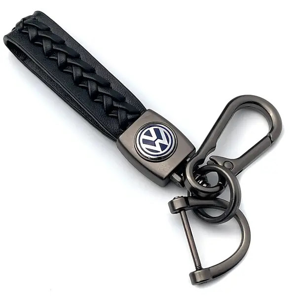 Брелок для автоключів із натуральної шкіри з логотипом авто Фольцваген, фото 1
