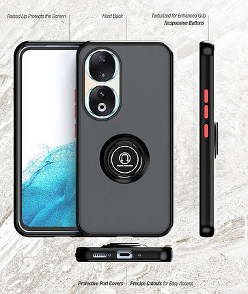 TPU чохол накладка Matte Ring Magnit для Honor 90 червоний, фото 3