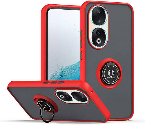 TPU чохол накладка Matte Ring Magnit для Honor 90 червоний, фото 1