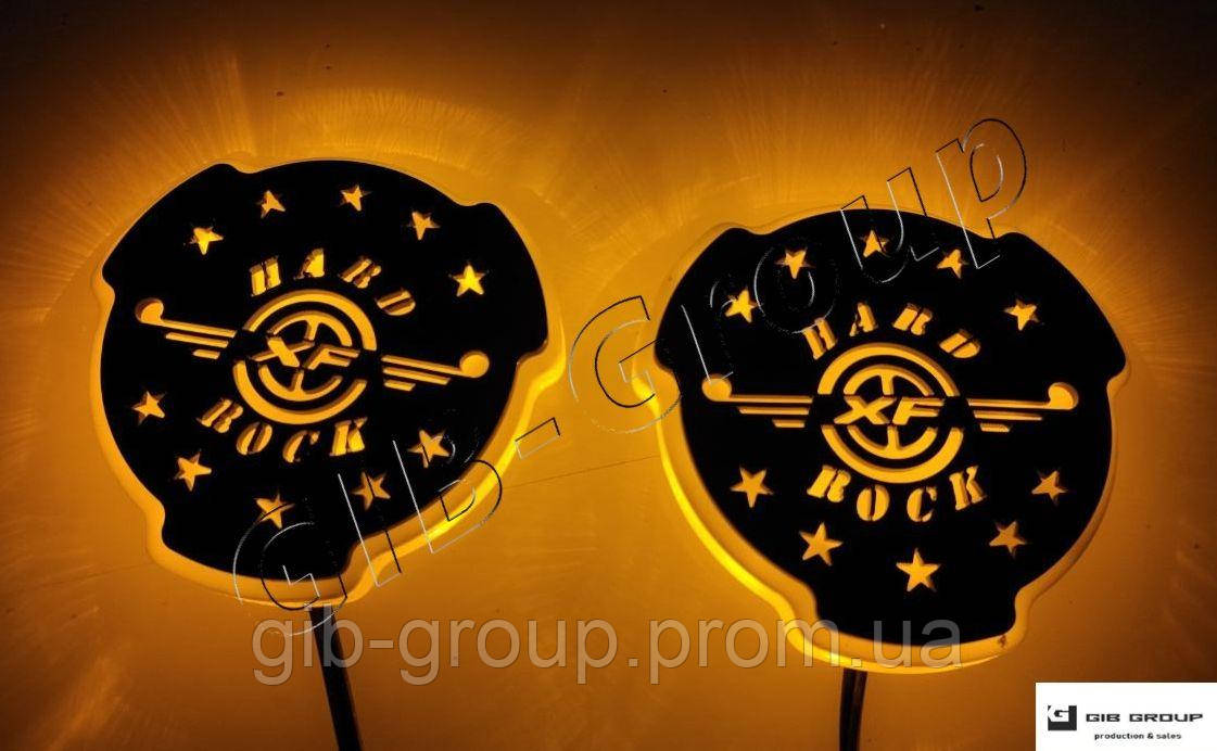 Led емблема універсальна Hard Rock з логотипом жовтого кольору