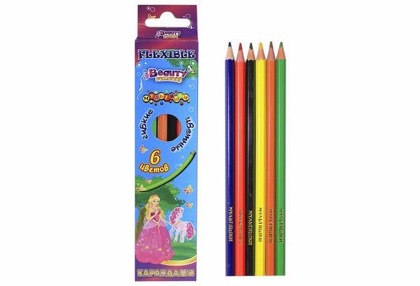 Олівець "Pincess", Мультяшки, 6 кольорів, що гнуться