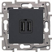 МЕХАНІЗМ РОЗЕТКИ 2XUSB ДЛЯ ЗАРЯДЖАННЯ ПОДВІЙНИЙ АНТРАЦИТ 672694 LEGRAND ETIKA